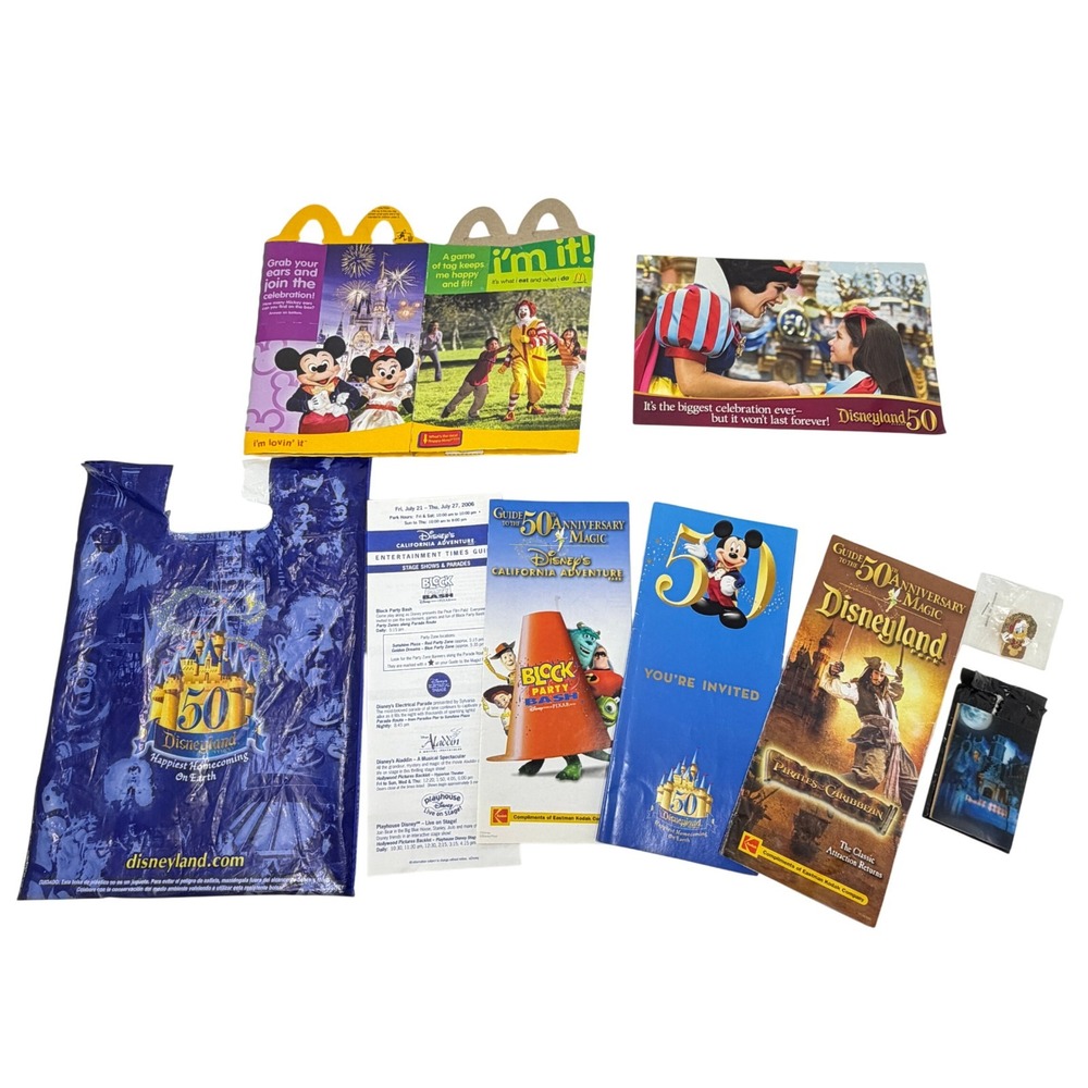 Disneyland 50th Anniversary Lot Maps McDonalds Haunted Mansion Card Pin 2006